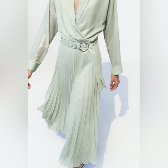 ZARA PLEATED FOIL DRESS - Picture 2 of 9